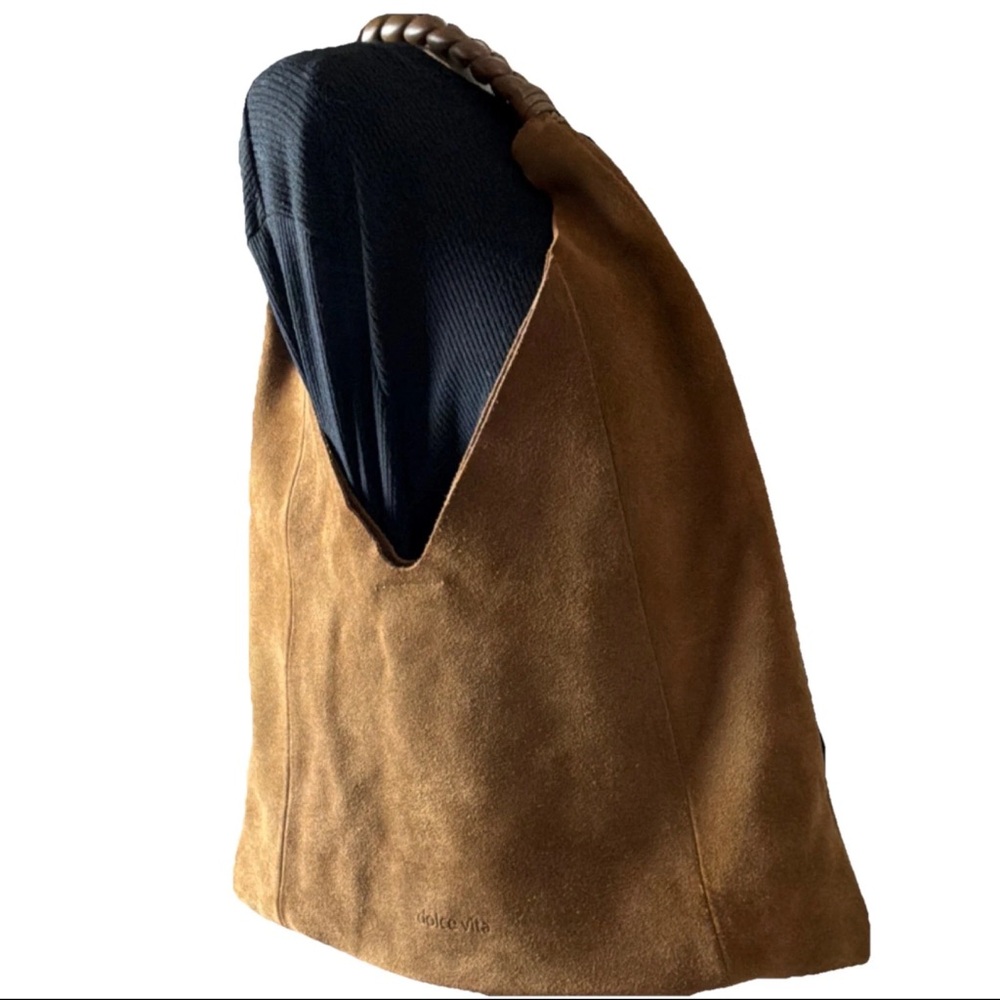 Dolce Vita Brown Suede Bag Braided Strap Boho Slouchy Shoulder Purse - Picture 4 of 5